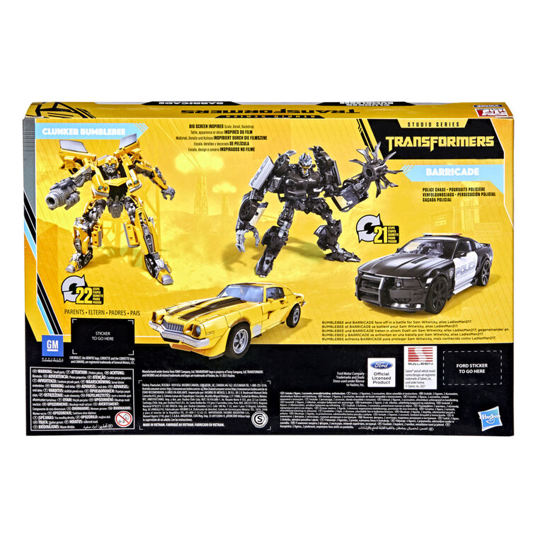Transformers Buzzworthy Bumblebee Studio Series Deluxe - 27BB Clunker Bumblebee vs. 28BB Barricade - Exclusive - Collectables > Action Figures > toys -  Hasbro