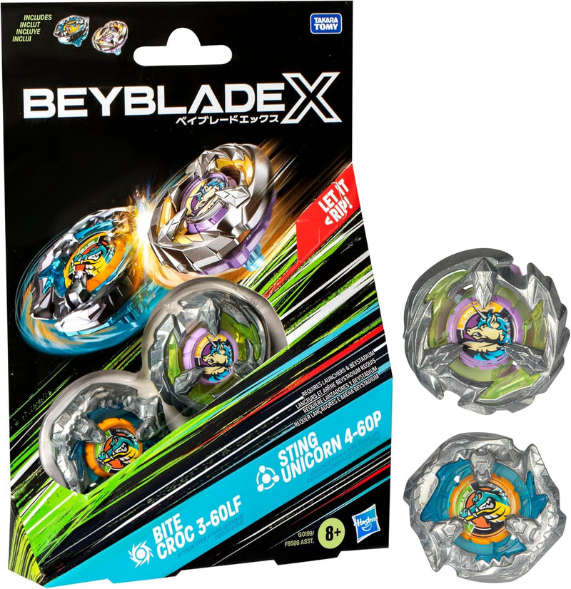 Beyblade X Bite Croc 3-60LF and Sting Unicorn 4-60P  Dual Pack Set - Collectables > Action Figures > toys -  Hasbro