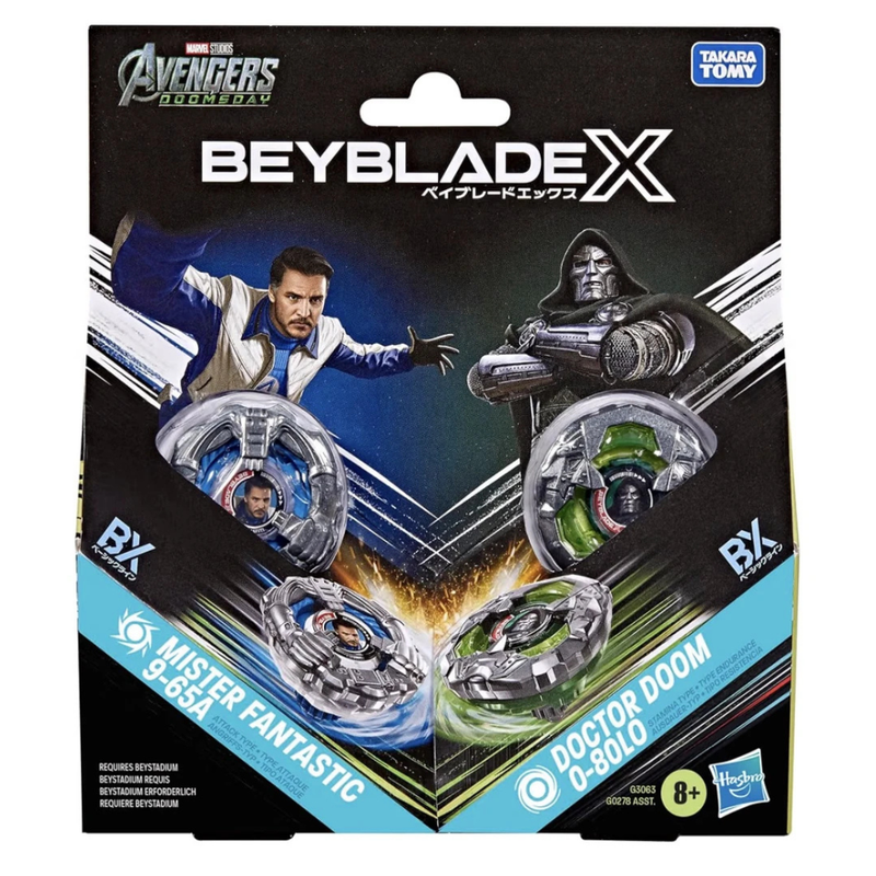 Beyblade X Marvel Collab Mister Fantastic 9-65A vs. Doctor Doom 0-80LO Multipack - Collectables > Action Figures > toys -  Hasbro