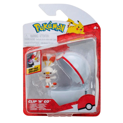 Pokémon - Clip 'N' Go - Scorbunny + Premier Ball - Collectables > Action Figures > toys -  Jazwares