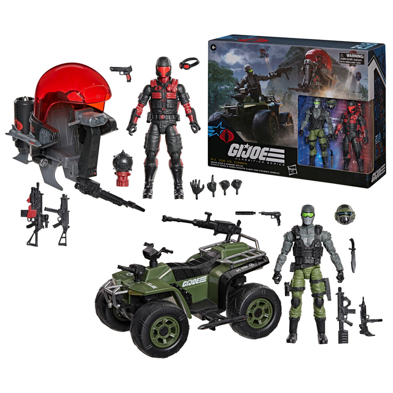 G.I. Joe Classified Series #218 Snake Eyes & Varmint ATV Vs. Stealth Viper & Cobra Stealth Flight Pod (Trubble Bubble) - Collectables > Action Figures > toys -  Hasbro