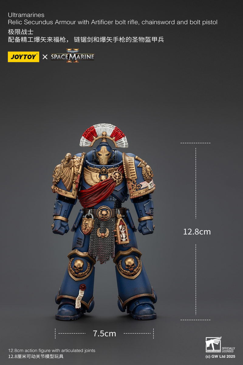 Warhammer 40K - Ultramarines - Relic Secundus Armour with Artificer Bolt Rifle, Chainsword and Bolt Pistol (Preorder December 2025) - Collectables > Action Figures > toys -  Joy Toy