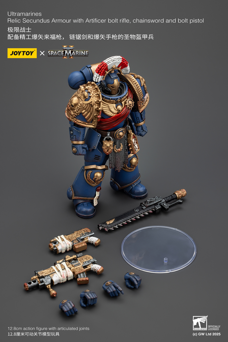 Warhammer 40K - Ultramarines - Relic Secundus Armour with Artificer Bolt Rifle, Chainsword and Bolt Pistol (Preorder December 2025) - Collectables > Action Figures > toys -  Joy Toy