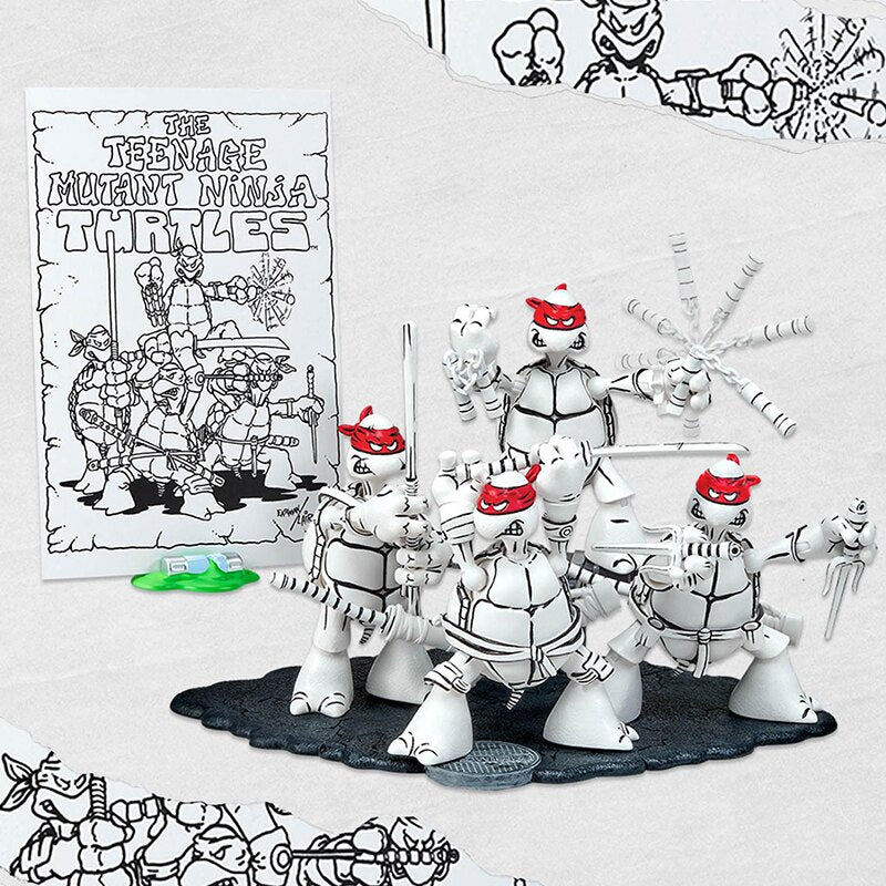 Teenage Mutant Ninja Turtles - Sketch Turtles Set in Black, Red and White - SDCC exclusive - Collectables > Action Figures > toys -  PLAYMATES