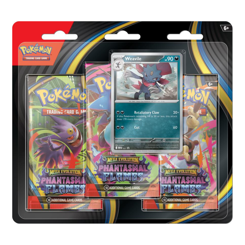 Pokémon TCG: Mega Evolution - Phantasmal Flames - Blister Pack - Three Boosters - Weavile Promo Card - Card Games > Collectables > TCG > CCG -  Pokemon TCG