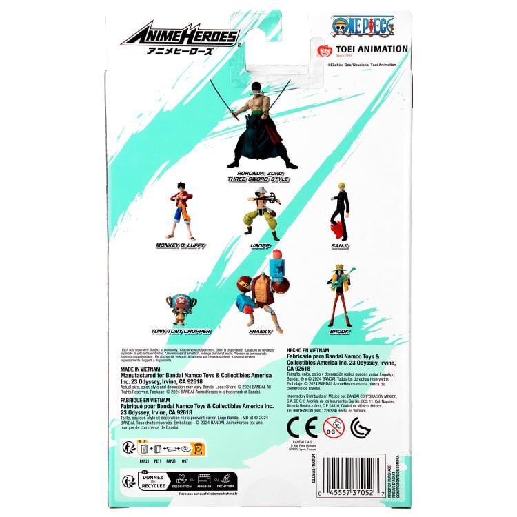 Anime Heroes - One Piece - Roronoa Zoro - Three Sword Style - Collectables > Action Figures > toys -  Bandai