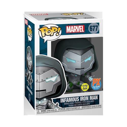FUNKO POP! 677 - MARVEL INFAMOUS IRON MAN POP! VINYL FIGURE - HCF 2020 - GLOW IN THE DARK ( crushed box ) -  -  Funko