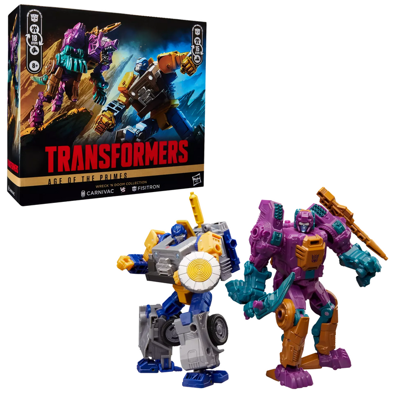 Transformers Age of the Primes Wreck ‘n Doom Collection Fisitron and Carnivac Action Figure 2-Pack - Action figure -  Hasbro