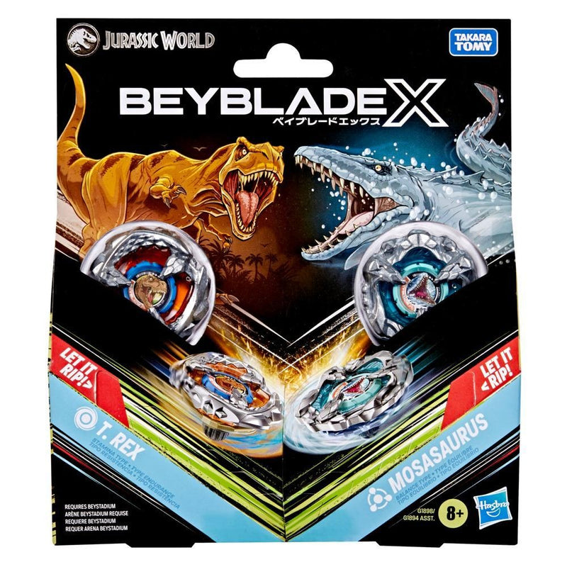 Beyblade X Jurassic World Collab T. Rex vs. Mosasaurus Multipack - Collectables > Action Figures > toys -  Hasbro