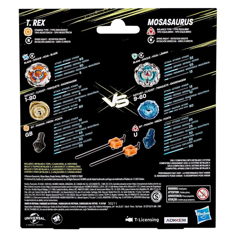 Beyblade X Jurassic World Collab T. Rex vs. Mosasaurus Multipack - Collectables > Action Figures > toys -  Hasbro