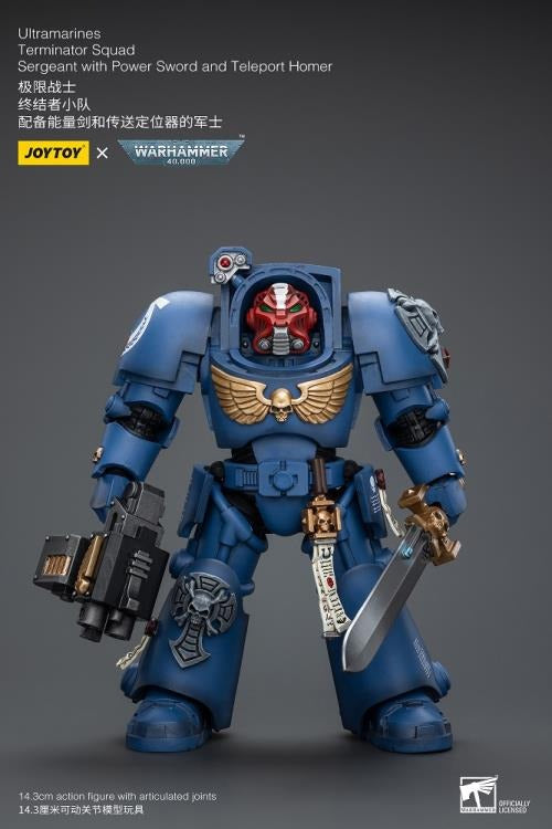 Warhammer 40K - UItramarines - Terminator Squad Sergeant with Power Sword and Teleport Homer - Collectables > Action Figures > toys -  Joy Toy