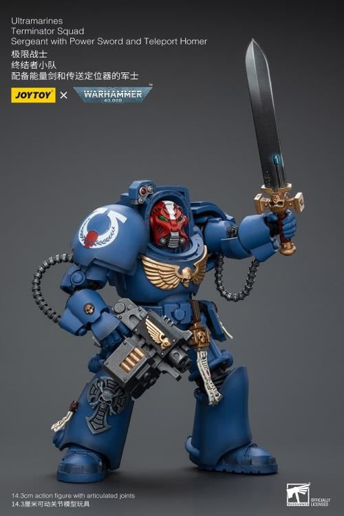 Warhammer 40K - UItramarines - Terminator Squad Sergeant with Power Sword and Teleport Homer - Collectables > Action Figures > toys -  Joy Toy
