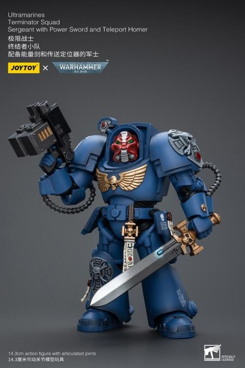 Warhammer 40K - UItramarines - Terminator Squad Sergeant with Power Sword and Teleport Homer - Collectables > Action Figures > toys -  Joy Toy