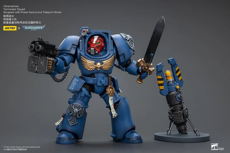 Warhammer 40K - UItramarines - Terminator Squad Sergeant with Power Sword and Teleport Homer - Collectables > Action Figures > toys -  Joy Toy