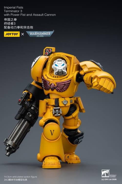 JoyToy - Warhammer 40K - Imperial Fists Terminator (Ver. 3) with Power Fist and Assault Cannon 1/18 Scale Action Figure - Collectables > Action Figures > toys -  Joy Toy