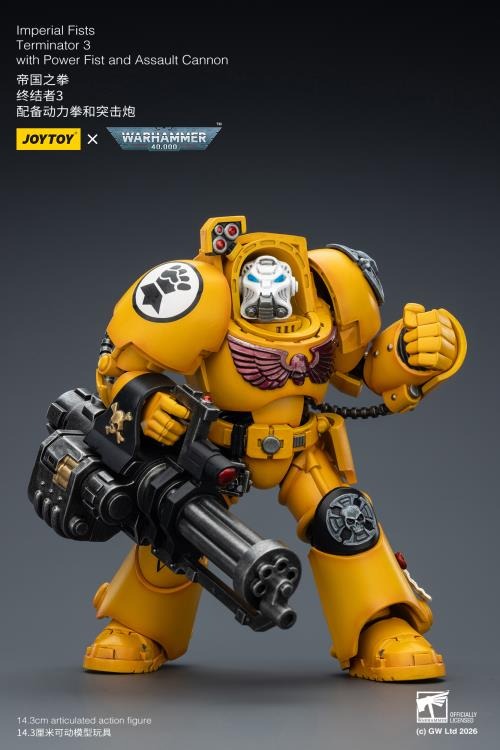 JoyToy - Warhammer 40K - Imperial Fists Terminator (Ver. 3) with Power Fist and Assault Cannon 1/18 Scale Action Figure - Collectables > Action Figures > toys -  Joy Toy
