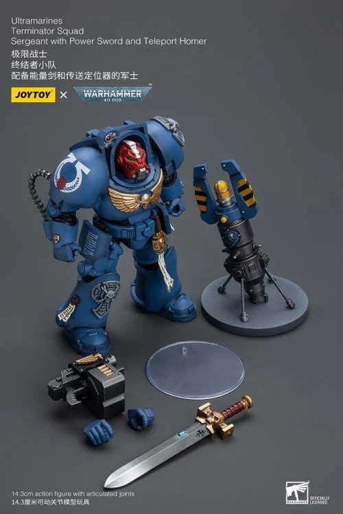 Warhammer 40K - UItramarines - Terminator Squad Sergeant with Power Sword and Teleport Homer - Collectables > Action Figures > toys -  Joy Toy