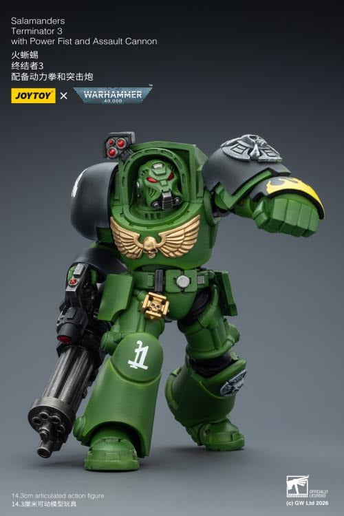 JoyToy - Warhammer 40K - Salamanders Terminator (Ver. 3) with Power Fist and Assault Cannon 1/18 Scale Action Figure - Collectables > Action Figures > toys -  Joy Toy