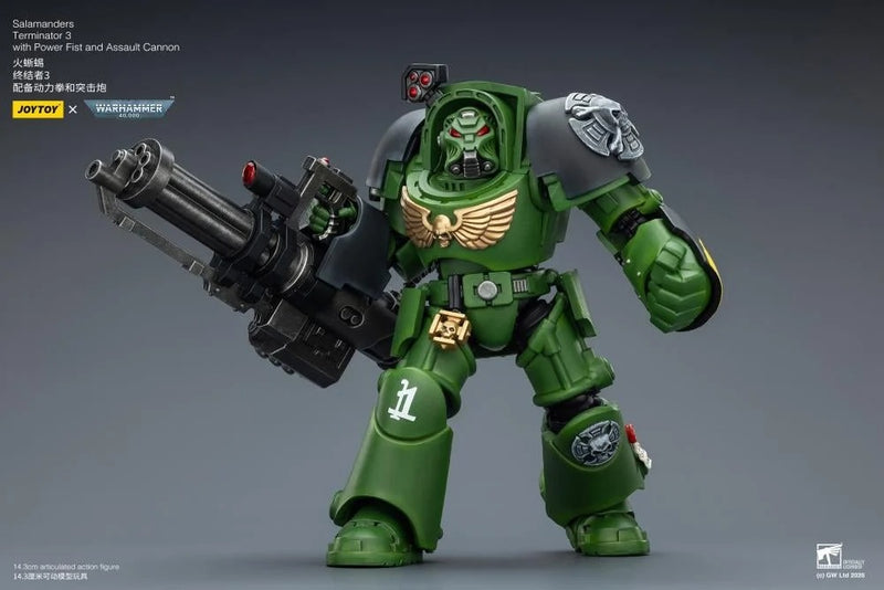 JoyToy - Warhammer 40K - Salamanders Terminator (Ver. 3) with Power Fist and Assault Cannon 1/18 Scale Action Figure - Collectables > Action Figures > toys -  Joy Toy
