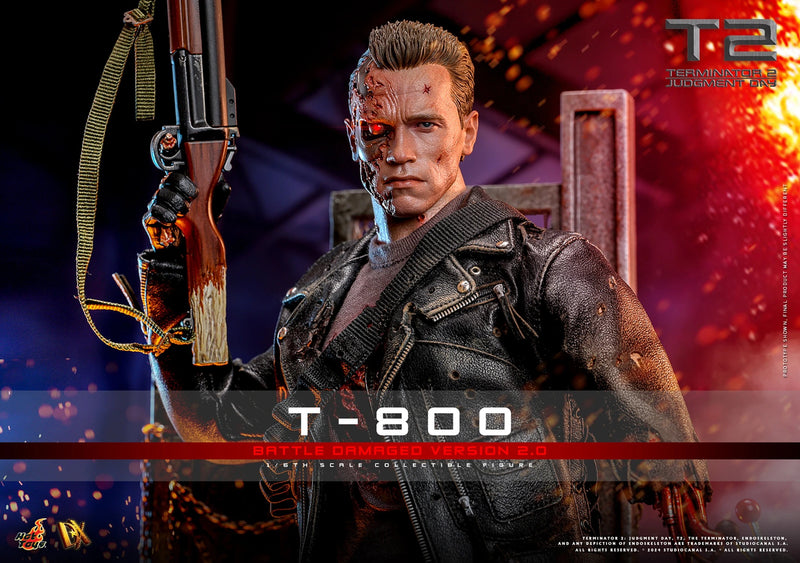 Terminator 2: Judgement Day - T-800 (Battle Damaged Version 2.0) 1/6th Scale Collectible - DX46 - Collectables > Action Figures > toys -  Hot Toys