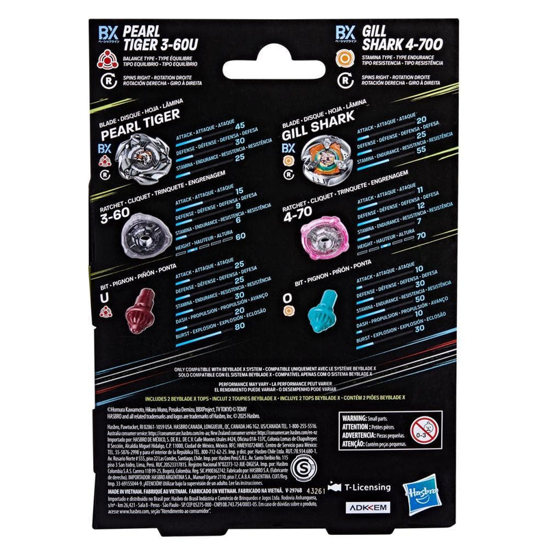 Beyblade X Gill Shark 4-70O & Pearl Tiger 3-60U Dual Pack - Collectables > Action Figures > toys -  Hasbro