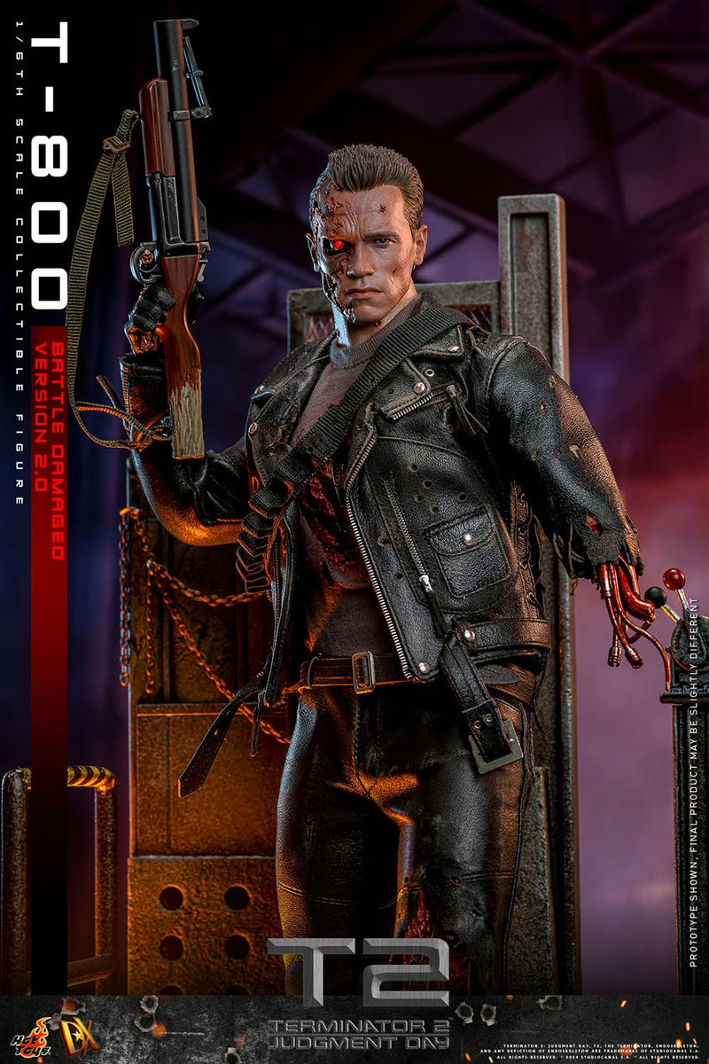 Terminator 2: Judgement Day - T-800 (Battle Damaged Version 2.0) 1/6th Scale Collectible - DX46 - Collectables > Action Figures > toys -  Hot Toys