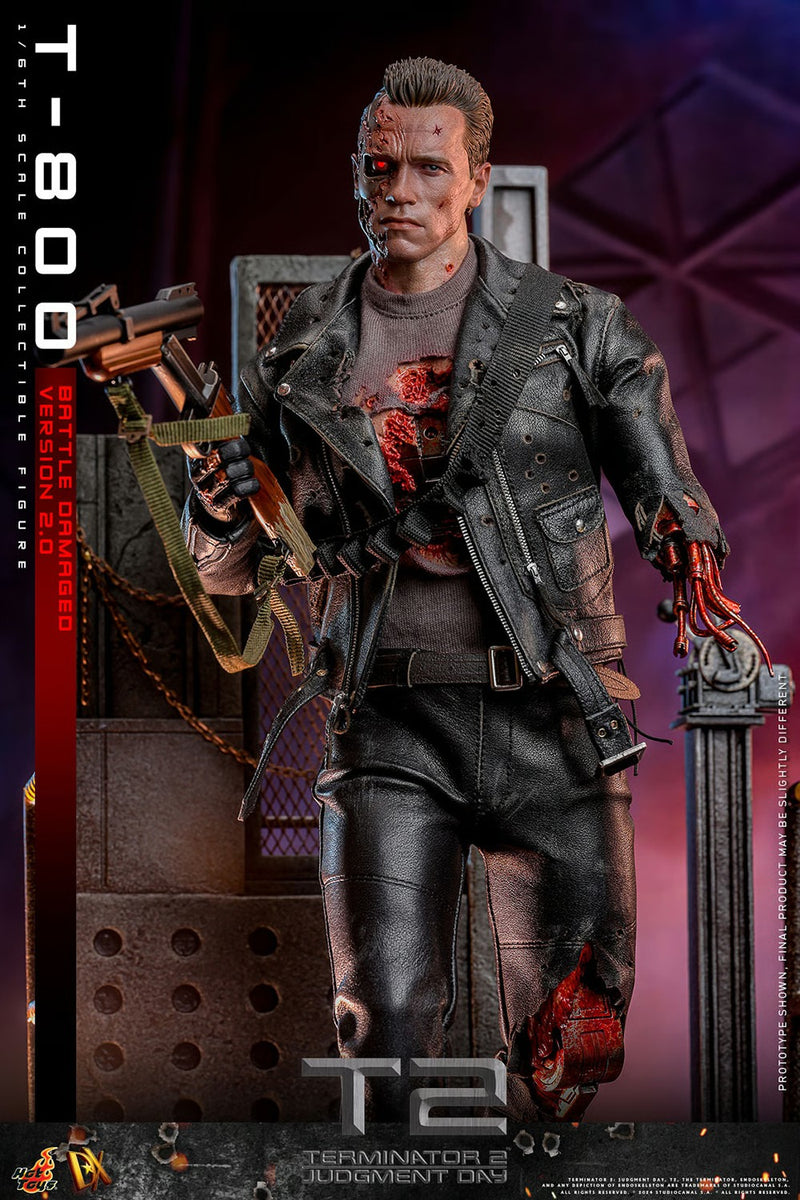 Terminator 2: Judgement Day - T-800 (Battle Damaged Version 2.0) 1/6th Scale Collectible - DX46 - Collectables > Action Figures > toys -  Hot Toys