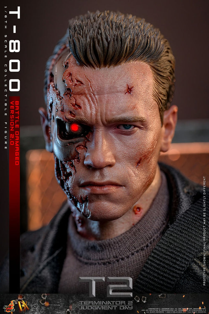Terminator 2: Judgement Day - T-800 (Battle Damaged Version 2.0) 1/6th Scale Collectible - DX46 - Collectables > Action Figures > toys -  Hot Toys