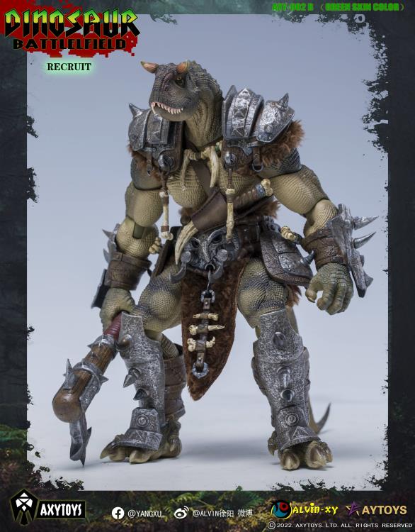 Dinosaur Battlefield Carnotaurus Warrior Recruit - Green - 1/12 Scale Figure (preorder) - Collectables > Action Figures > toys -  AxyToys