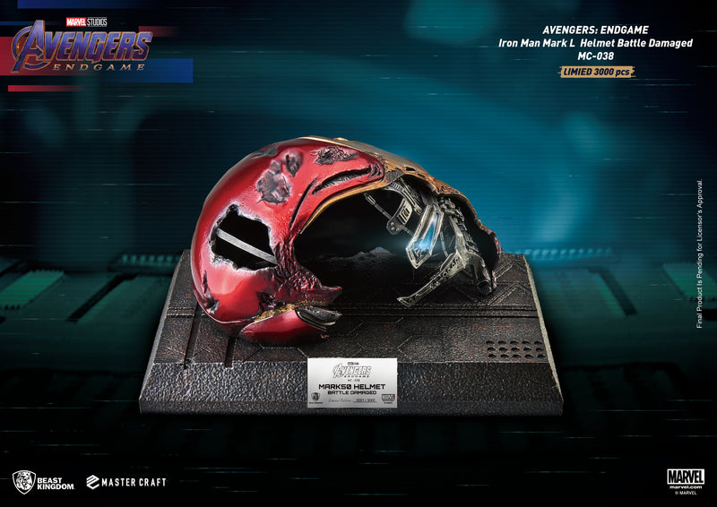 AVENGERS ENDGAME MC-038 IRON MAN HELMET BATTLE DAMAGE STATUE - statue -  Beast Kingdom