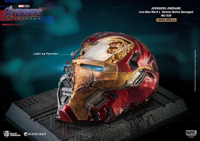 AVENGERS ENDGAME MC-038 IRON MAN HELMET BATTLE DAMAGE STATUE - statue -  Beast Kingdom