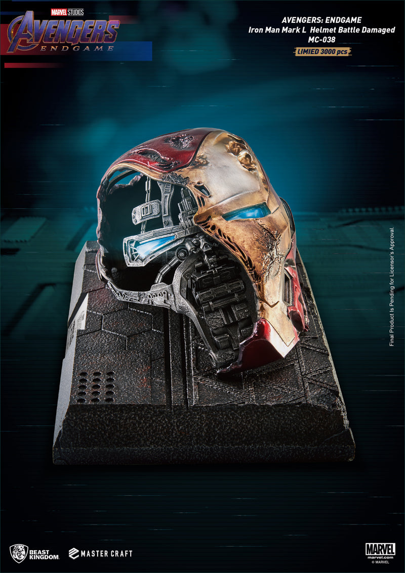 AVENGERS ENDGAME MC-038 IRON MAN HELMET BATTLE DAMAGE STATUE - statue -  Beast Kingdom