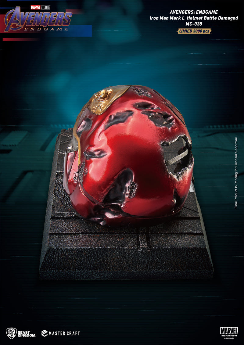AVENGERS ENDGAME MC-038 IRON MAN HELMET BATTLE DAMAGE STATUE - statue -  Beast Kingdom