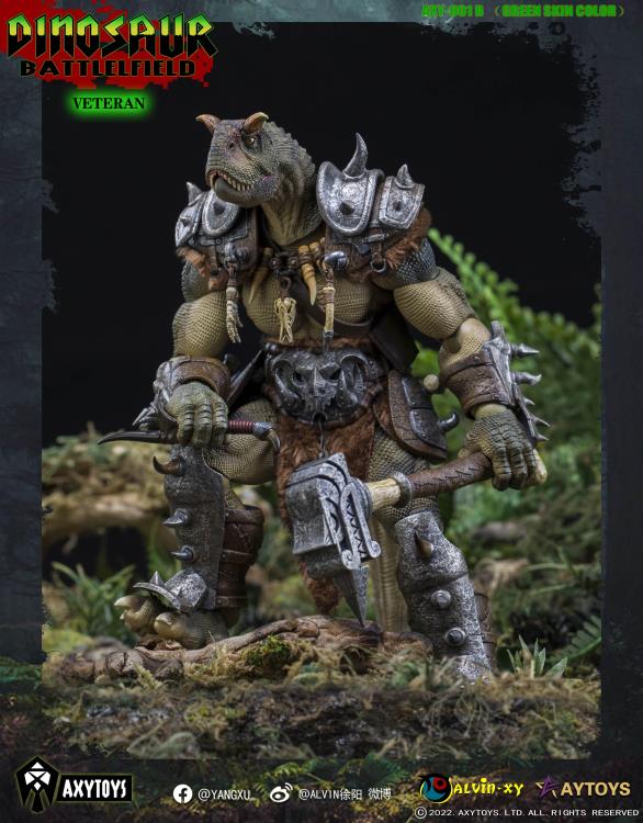 Dinosaur Battlefield Carnotaurus Warrior Veteran - Green - 1/12 Scale Figure (preorder) - Collectables > Action Figures > toys -  AxyToys